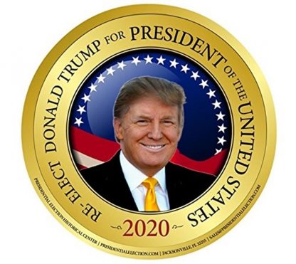 Re-Elect Donald Trump for President Gold 2020 Campaign Button (TRUMP-701)