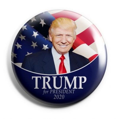 Trump 2020 - Red, White & Blue with Flag Campaign Button
